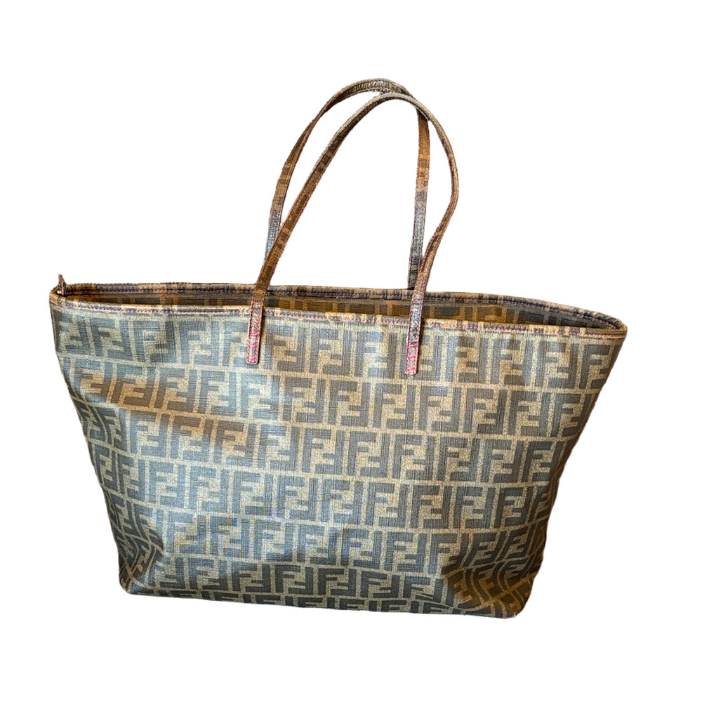 Fendi Zucca Spalmati Canvas Tote in Brown and Black